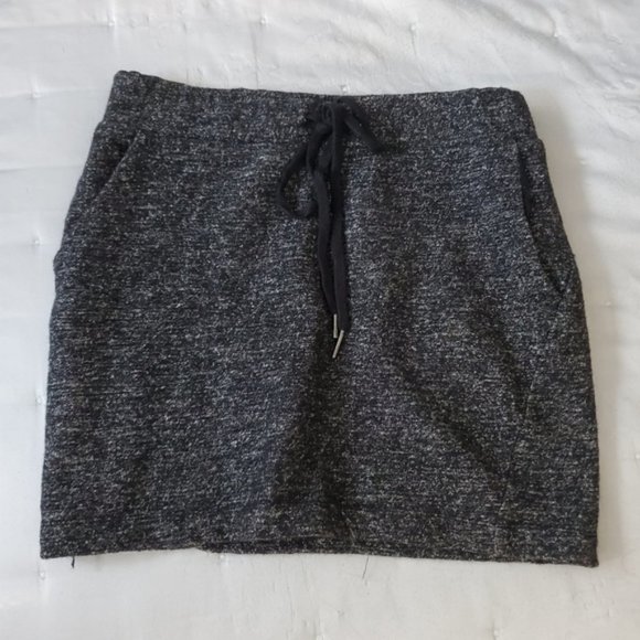 Wool Grey Double Lined Drawstring Grey Heathered Skirt - Picture 3 of 16